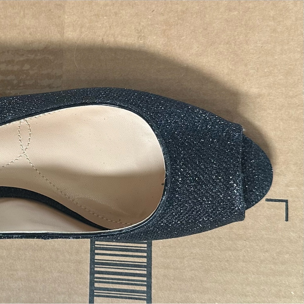 J.Renee Black Sparkle Heels with Rounded Toe